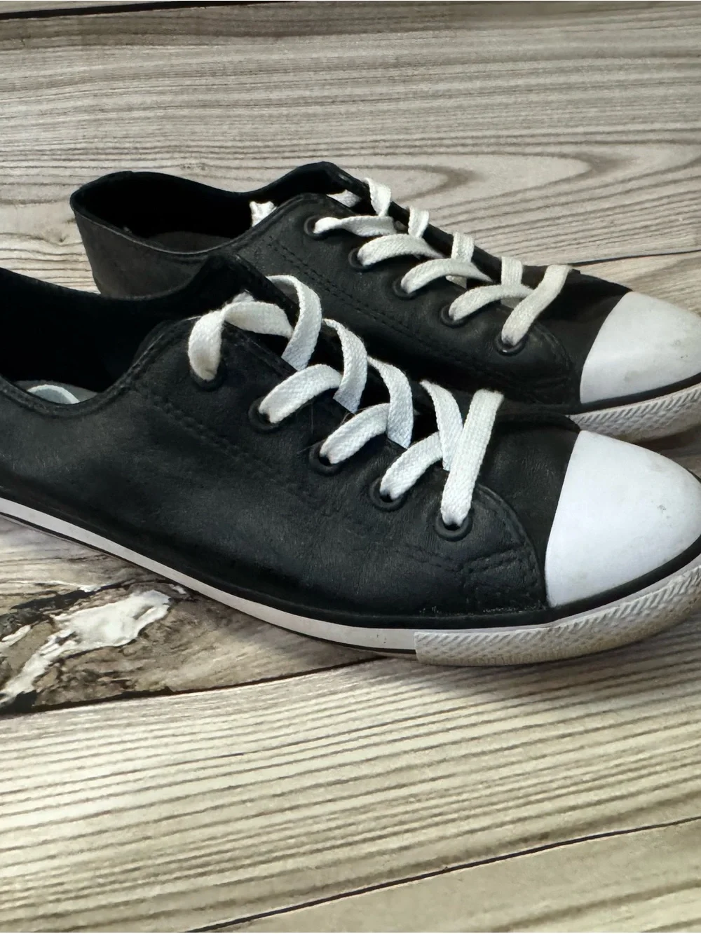 Converse Black Low-Top Canvas Sneakers with White Toe and Laces